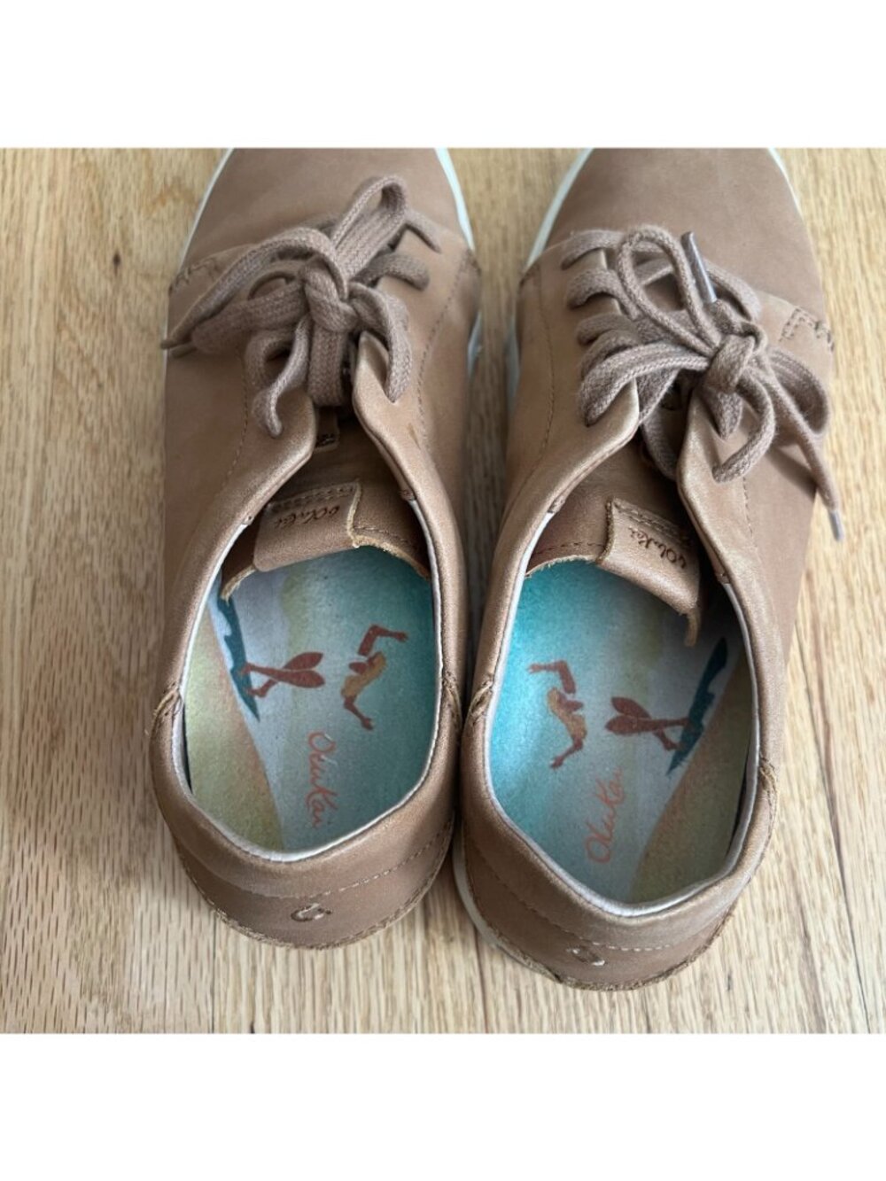 Olukai Pehuea Li Ili Brown Leather Sneakers Women's Size 8 - Picture 7 of 9